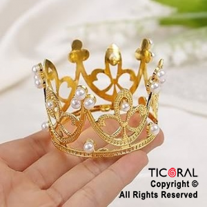 CORONITA MINI PARA DECORACION DE TORTAS ORO 5 CM DIAMETRO x 1